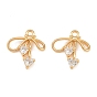 Breloques en laiton zircon cubique transparent, charmes bowknot