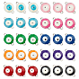 PVD Vacuum Plating 304 Stainless Steel Enamel Links Connectors, Flat Round with Evil Eye