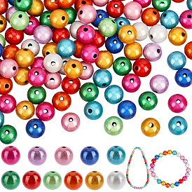300Pcs Spray Painted Acrylic Beads, Miracle Beads, Round, Bead in Bead