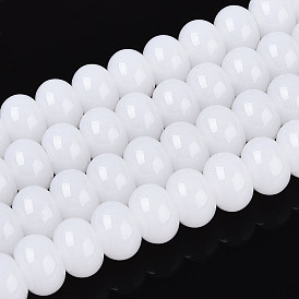 Imitation Jade Glass Beads Strands, Rondelle