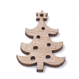 Undyed Wooden Pendants, Christmas Trees