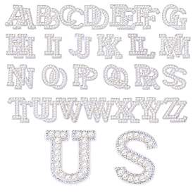 2 сумки 2 цвета полиэстер швейные украшения аксессуары, С горный хрусталь и имитационные жемчужные бусины, буквы