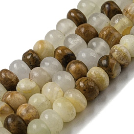Natural Flower Jade Beads Strands, Rondelle