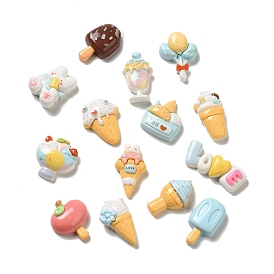 Opaque Resin Decoden Cabochons, Ice Cream & Rabbit, Mixed Color