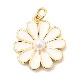 Латунные подвески, с эмалью и абс пластика имитация жемчуга, , без кадмия и без свинца, долговечный, стойки покрытие