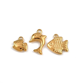 304 подвески из нержавеющей стали, ионное покрытие (ip), реальный 18 k позолоченный, талисман в виде рыбы и дельфина