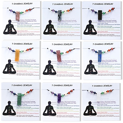 Регулируемые браслеты-подвески с тематикой чакры из драгоценных камней, прямоугольные