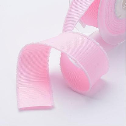 Polyester Frayed Grosgrain Ribbons, Printed, with Fringe Tassel