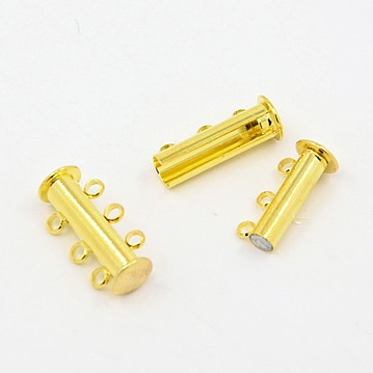Wholesale 3-Strand 6-Hole Brass Magnetic Slide Lock Clasps 