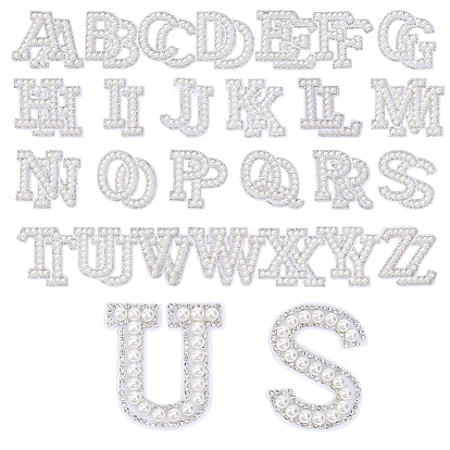 2 сумки 2 цвета полиэстер швейные украшения аксессуары, С горный хрусталь и имитационные жемчужные бусины, буквы