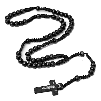 Деревянные бусины из корса с подвесками в виде Иисуса, ожерелья из четок для женщин