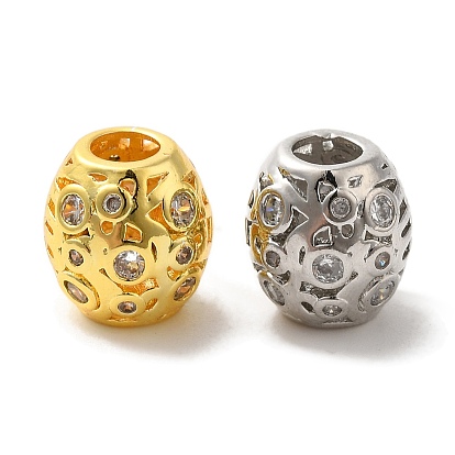 Латунные микро проложить кубического циркония бусы, долговечный, без кадмия и без свинца, овальные