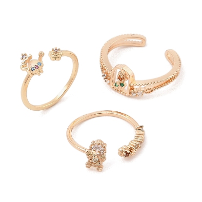 Кольца-манжеты для женщин с микропаве из латуни и цветными кубическими цирконами