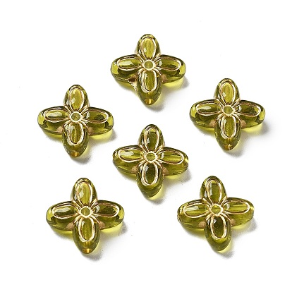 Прозрачные акриловые бусины, золотой металл обвитыми, четырехлистник