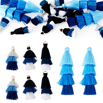 16шт. 4 стили нейлоновых декоративных кисточек, с железной фурнитурой, кулон украшение, золотые