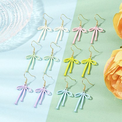 Серьги-подвески из сплава с бантом, окрашенные распылением, с 304 крючками для сережек из нержавеющей стали для женщин