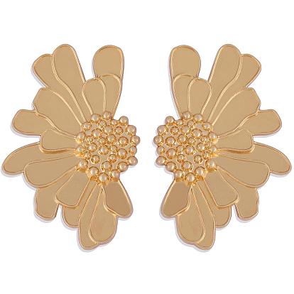 Vintage Flower Stud Earrings for Women Alloy Enamel Half Flower Stud Earrings Summer Earrings Boho Beach Floral Stud Earrings Jewelry Gifts for Women, Golden