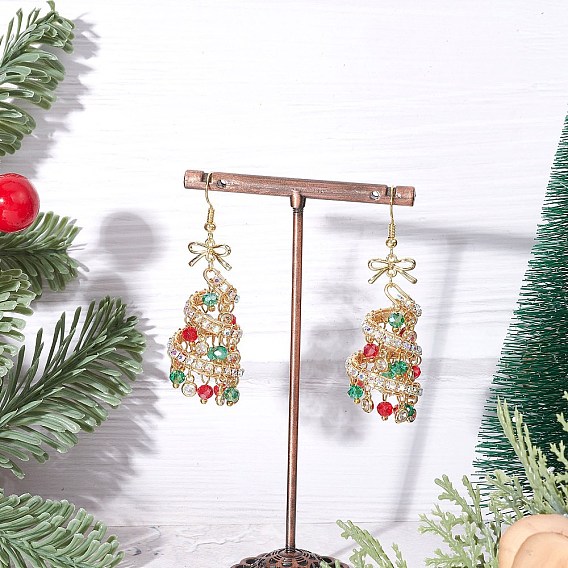 Елочные стеклянные серьги с подвесками, с латунным крюком серьги