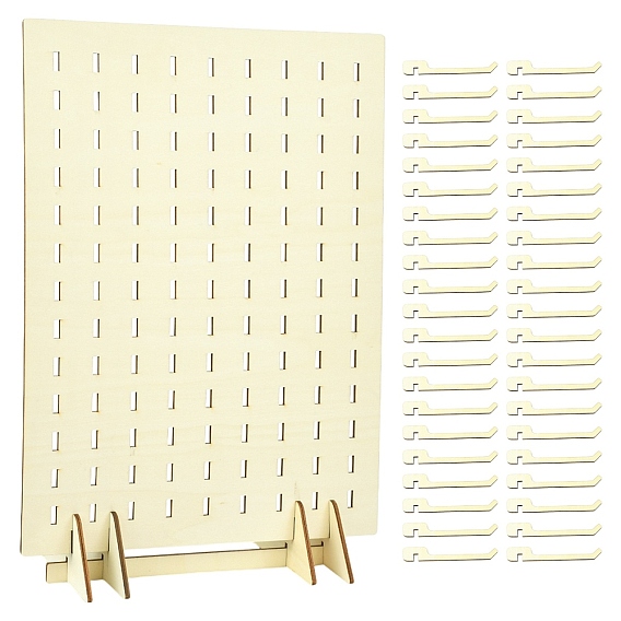 Настольная прямоугольная деревянная подставка для хранения ювелирных браслетов., с крючками, для браслетов, , брелки