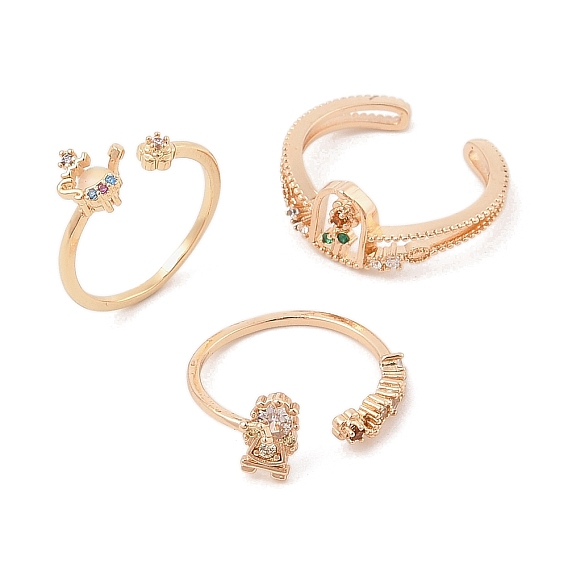 Кольца-манжеты для женщин с микропаве из латуни и цветными кубическими цирконами