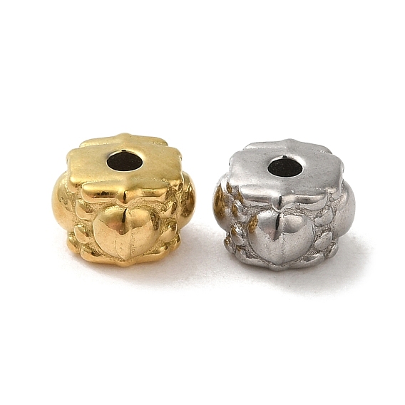 304 Stainless Steel Beads, Cube with Heart