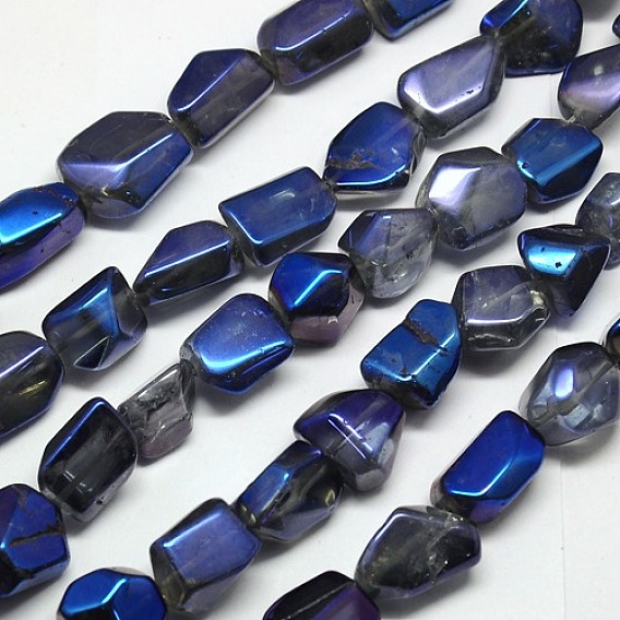 Natural Electroplated Quartz Crystal Beads Strands, Nuggets, 18~23x11~15x10~12mm, Hole: 1mm, about 24pcs/strand, 15.3 inch 
