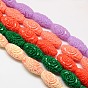 Synthetic Coral Beads Strands, Dyed, Oval Carved Flower Rose