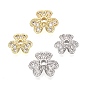 Колпачки для бусин из прозрачного кубического циркония из латуни, клевер
