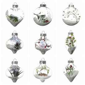 Colgantes de bolas rellenables de plástico transparente decoraciones, adorno colgante del árbol de navidad