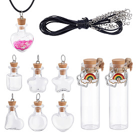 Прозрачные стеклянные пустые бутылки, с подвесками и ожерельем из вощеного хлопкового шнура, для хранения шерсти домашних животных, колонка