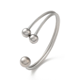 304 Stainless Steel Round Ball Cuff Bangles