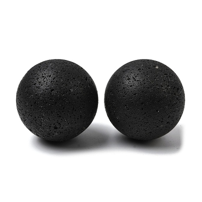 Сферические бусины из натуральной лавы без отверстий, круглые