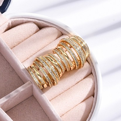 Серьги-гвоздики из латуни с микро-паве из прозрачного кубического циркония для женщин, без кадмия и без свинца, долговечный, многослойная дуга