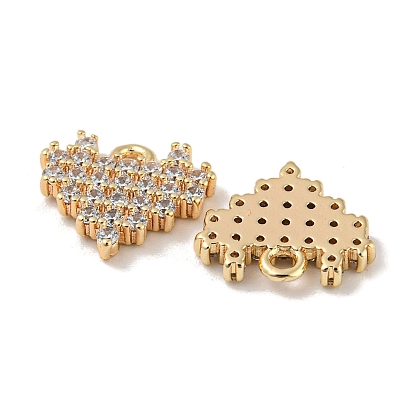 Brass Micro Pave Cubic Zirconia Charms, Heart