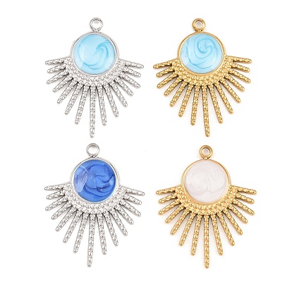 304 нержавеющей стальной эмали подвески, солнечные чары, ионное покрытие (ip), настоящее 18k позолоченное/цвет нержавеющей стали