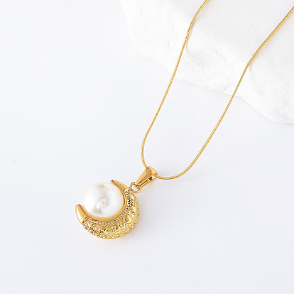 3 шт. винтажные ожерелья из нержавеющей стали с имитацией жемчуга в форме луны для женщин, белые