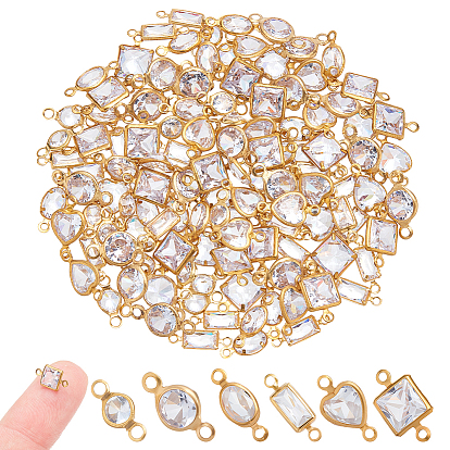 120 шт. 6 стили латунные прозрачные подвески с разъемом из кубического циркония, разнообразные