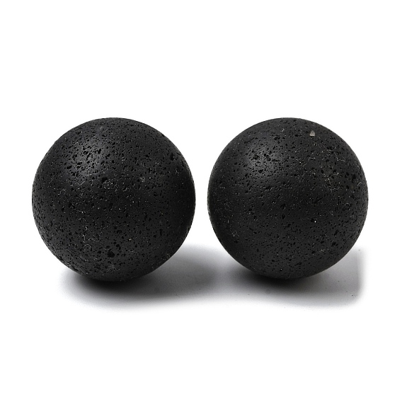 Сферические бусины из натуральной лавы без отверстий, круглые