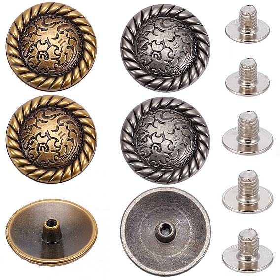 8 сумки 2 цветные сплавы декоративные заклепки, с железными винтами, для кошелька, , плоско-круглые