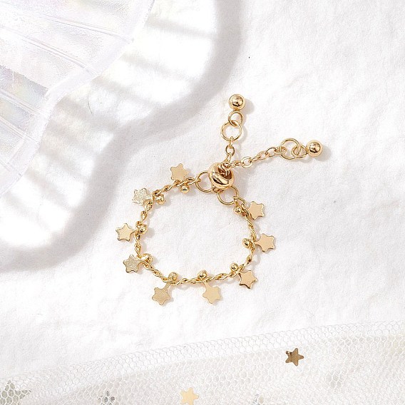 Регулируемые латунные панцирные цепочки кольца для женщин, со звездой прелести
