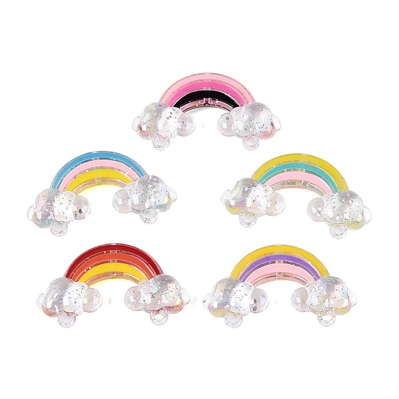 UV Plating Transparent Acrylic Enamel Big Pendants, Rainbow Charms, with Paillette, Iridescent