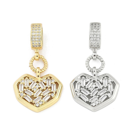 Латунные прозрачные кубические цирконии в форме сердца европейские подвески, Подвески с большими отверстиями