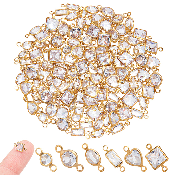 120 шт. 6 стили латунные прозрачные подвески с разъемом из кубического циркония, разнообразные