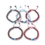 Nylon réglable bracelets cordon tressé de perles, avec perles mélangées et alliages