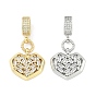 Латунные прозрачные кубические цирконии в форме сердца европейские подвески, Подвески с большими отверстиями