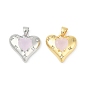 Латунные микропаве прозрачные подвески с фианитом, сердце прелести, со стеклом, без свинца и без кадмия, стойки покрытие