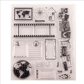 Travel Theme Clear Silicone Stamps, for DIY Scrapbooking, Photo Album Decorative, Cards Making