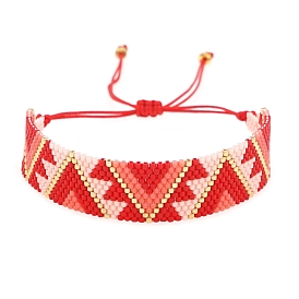 Miyuki Seed Braided Bead Bracelet, Triangle Pattern Friendship Bracelet for Women