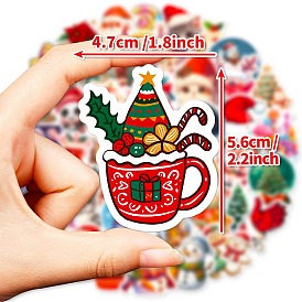 50Pcs Christmas Theme PVC Adhesive Waterproof Stickers, Self-Adhesive Stickers, for DIY Photo, Cup, Suitcase, Mobile Phone Shell Decorative