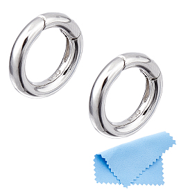 2шт.925 Кольца пружинные затворы из стерлингового серебра, кольцо, 1Замшевая ткань из ПК, квадратная салфетка для полировки серебра